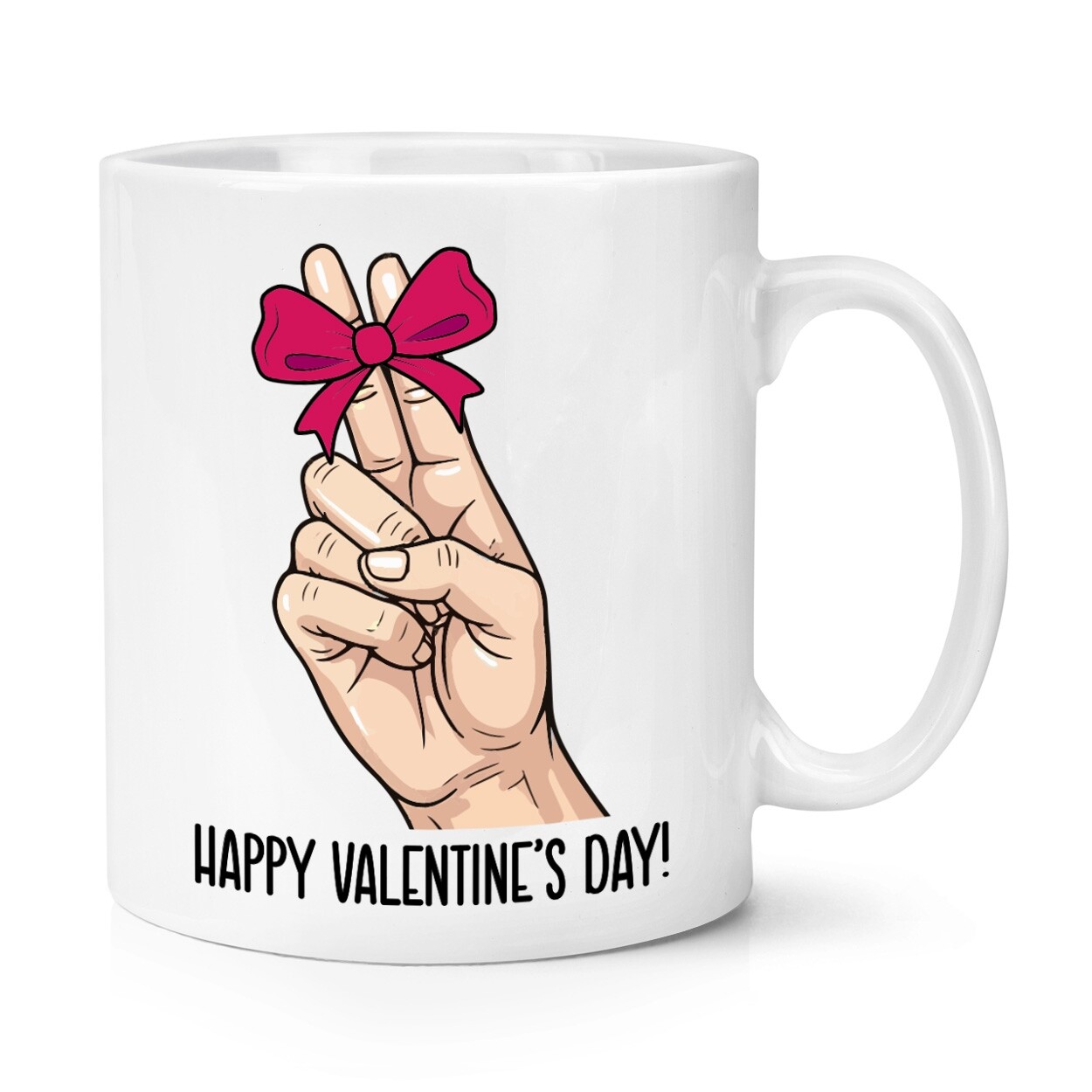 2 Fingers Bow Happy Valentines Day 10oz Mug Cup Funny Rude Girlfriend Wife Love