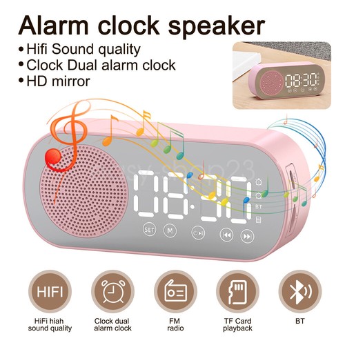 Desktop Digital Clock Wireless Bluetooth Speaker Alarm Clock HiFi Sound Quality - Picture 2 of 23