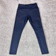 Zella High Waisted Black Moto Leggings Sz M Ribbed Mesh Ankle High Waist Womens