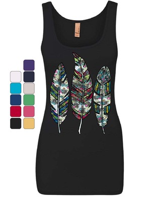 Three Feathers Women's Tank Top Cute Nature Wildlife Ornament Colorful Top