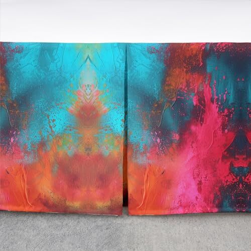 Tie Dye Bed Skirt Size,Boho Hippie Bedskirt for Bedroom Decor Queen