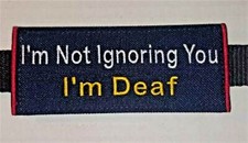 2-Sided Mid 2x5 Embroider No Sew Dog Leash Wrap Cuff I'M NOT IGNORING YOU- DEAF