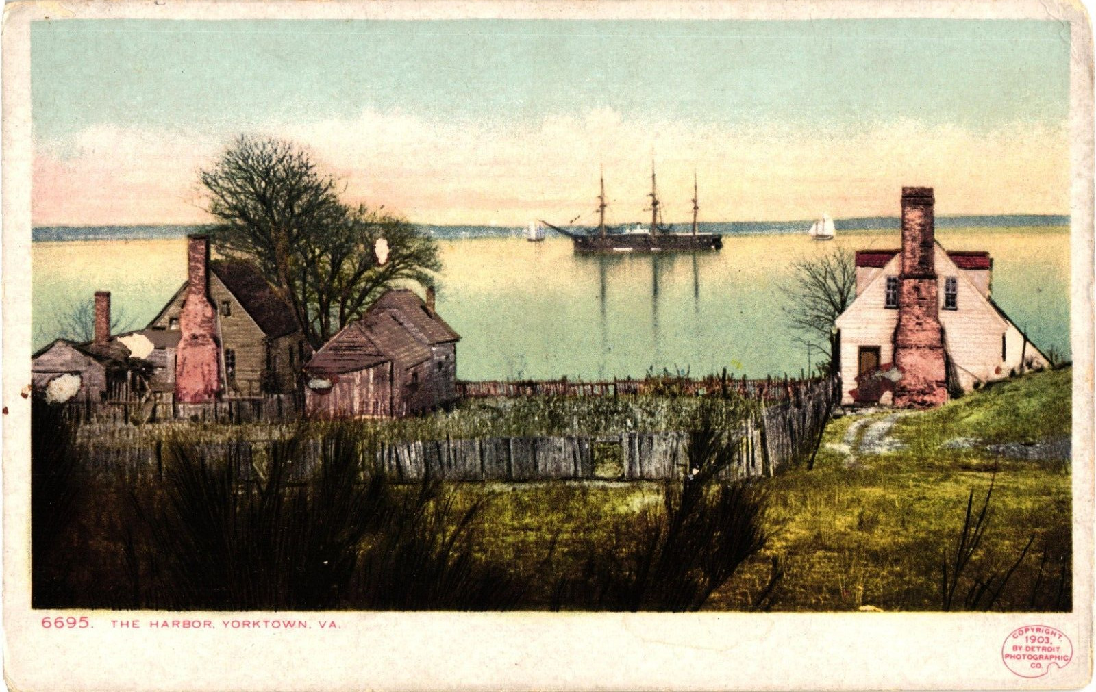 The Harbor Homes Ships Yorktown Virginia Undivided Unused Postcard