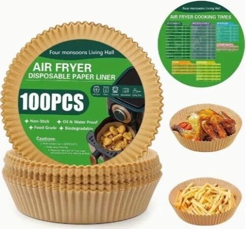 Bestpreis 100x Heißluftfritteuse Backpapier Airfryer Paper Rund 20x20x4,5cm NEU - Bild 1 von 19