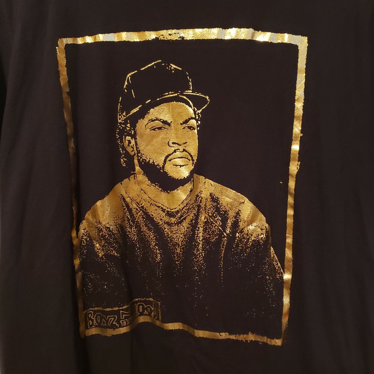 ICE CUBE BOYZ IN DA HOOD GOLD FOIL GRAPHIC SHORT SLEEVE TEE SHIRT