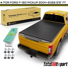 5'5" FT Black Soft Roll-up Tonneau Cover for Ford F-150 F150 2004-2022 Truck Bed