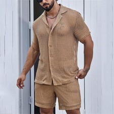 Men Summer Outfit 2-Piece Set Short Sleeve T-Shirt and Shorts Sweatsuit Set