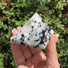 Rainbow Moonstone Natural Crystal Pyramid Gemstone Balance Harmony Rock Pyramid