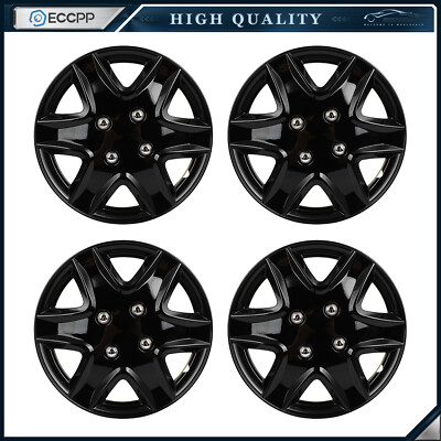 ECCPP 4X 14'' Wheel Hub Caps For R14 Tires 4 Lug Snap-On Wheel Rim Covers Black
