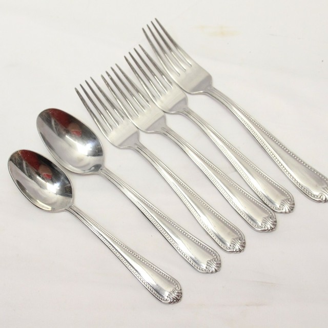 Lenox Bead 18 10 Forks and Spoons Lot of 6 eBay
