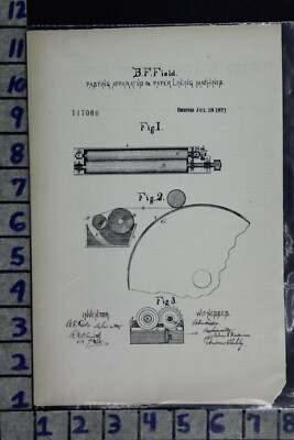 1871 FIELD BELOIT WISCONSIN PATENT PAPER PASTE MACHINE INDUSTRY LITHO 117060