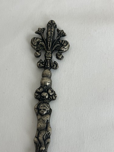 Vintage Ornate Decorative Cherub Metal Serving Fork & Spoon Salad Set 2 Italy - Picture 7 of 15