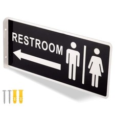 Double Sided Metal Restroom Sign Aluminum Bathroom Sign for Home and Office 1...
