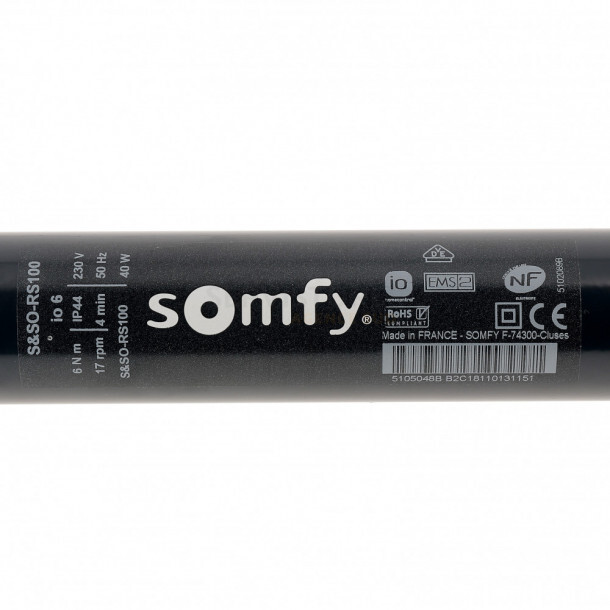 Moteur de volet roulant Somfy S&SO RS100 io s54 radio 10Nm pour tube octogonal