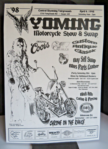 1998 VINTAGE Wyoming Motorcycle Show & Swap® Poster April 4th Casper, WY - Picture 2 of 22