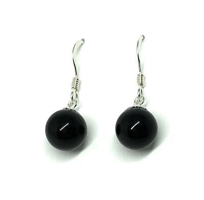 Black Onyx Drop Earrings In Sterling Silver - Foto 4