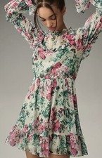 Mac Duggal Long-Sleeve Ruffled Mini Dress Anthropologie Size 4 NWT