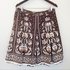 Esprit Pleaded Floral print Brown Midi Women's Skirt - Size 12