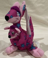 Disneyland It's A Small World Kangaroo & Baby 8” Plush Pink with Blue Stars Tags