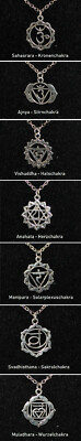Halskette Damen Kette 7 Chakra Symbole silber NEU