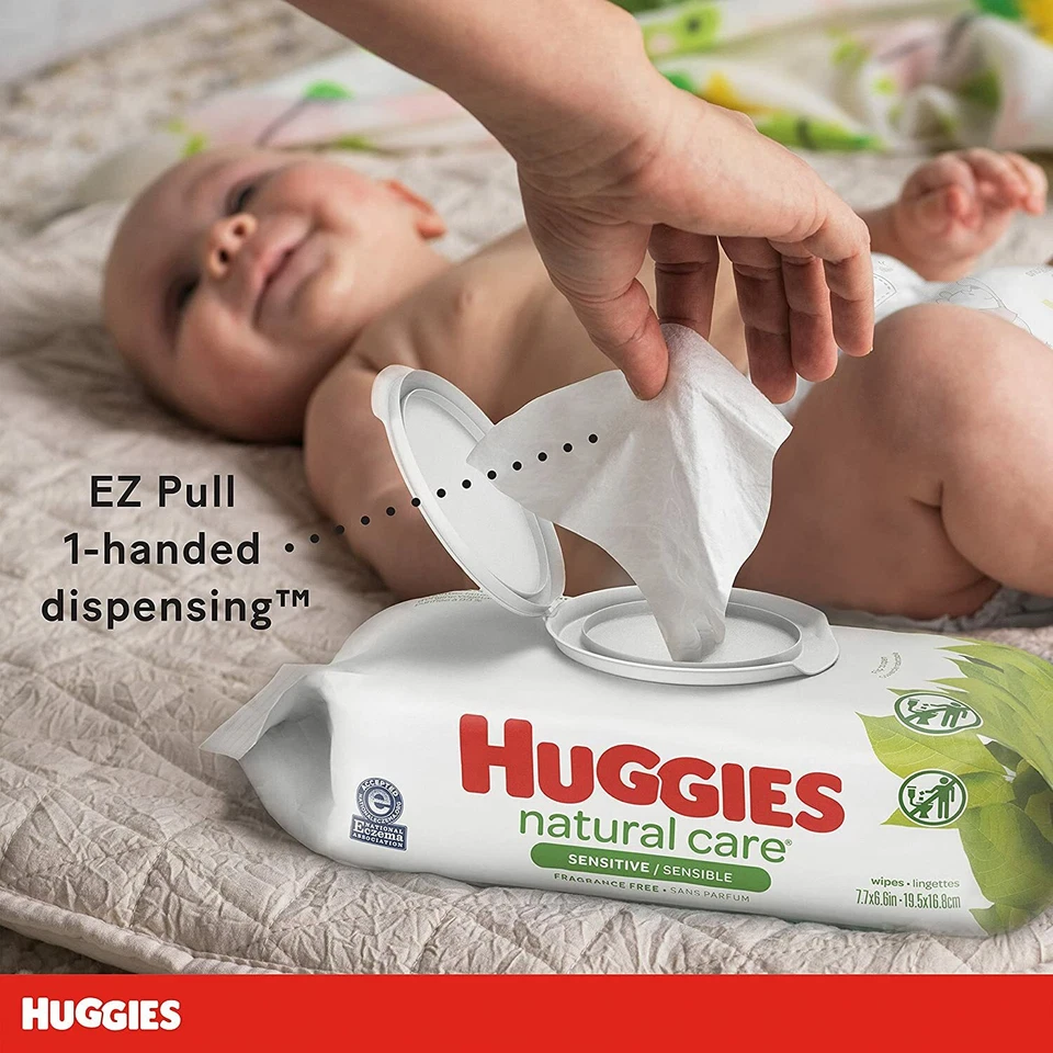 Toallitas para bebés - Huggies Toallitas para pañales sensibles al cuidado natural para bebés, sin perfume - 448/CS Foto 4 de 4