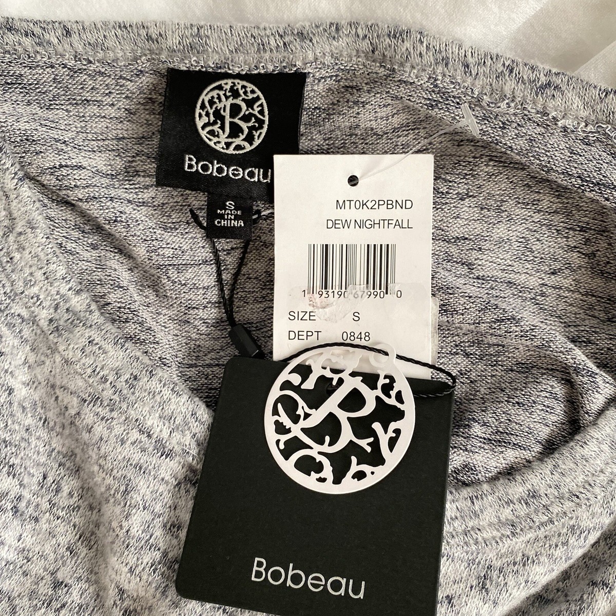 でで Bobeau Gray Long Sleeves Heather Layered Knit Side Slit Pullover
