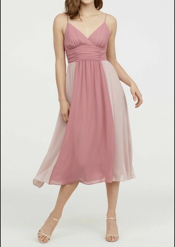 NWT H\u0026M Dusty Pink V Neck Dress US 14 