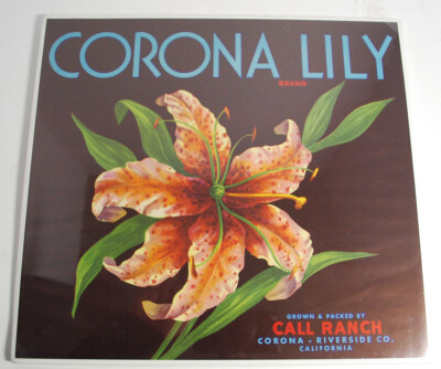 Original Vintage Corona Lily Brand California Label