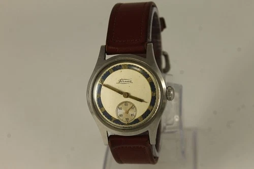 WWII 1940's FARNAN All Stainless Steel Swiss Military Wrist Watch 15 Jewels