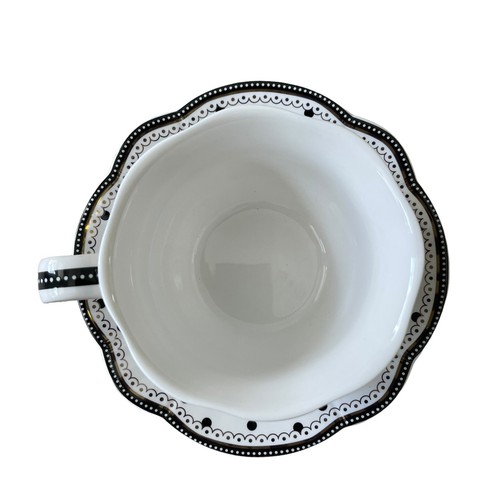 Juego de 2 tazas de té y platillos GRACE TEAWARE a rayas blancas y negras nuevos - Imagen 15 de 22