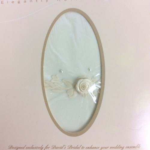 Michaelangelo Ivory Control Top Hosiery With Rose Corsage Appliqué Medium Tall - Picture 2 of 5