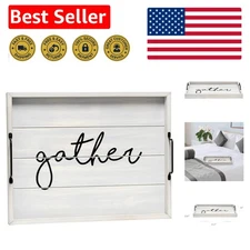 Chic Gray Wash Serving Tray with Black Handles - Farmhouse Style Centerpiece