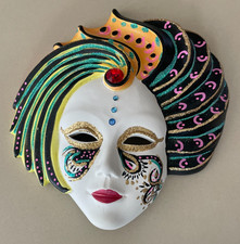 Venezianische Wandmaske, Deko, neu, Keramik, handbemalt, Dekomaske, Venedig