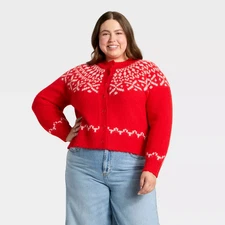 Women's Merriment Cardigan Sweater - Universal Thread Red 4X