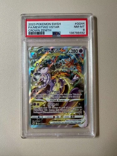 (A) 2023 Pokemon SWSH Crwon Zenith GG44/GG70 Mewtwo VSTAR Full Art PSA 8!!!