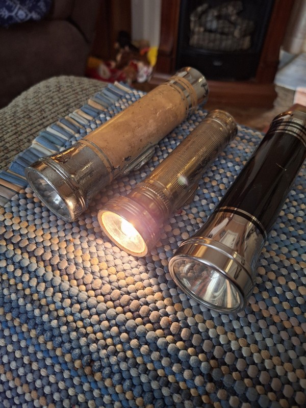 Old Vintage Antique Metal Flash Light lot of 3