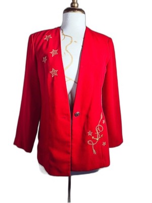 John Roberts Blazer Size 6 80's Vintage Embroidered Going Out Glam Rock Jacket