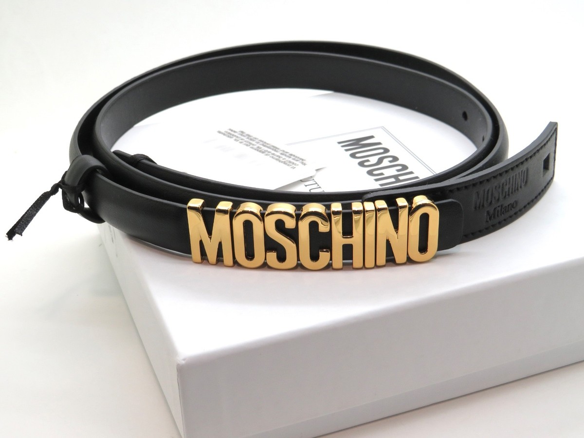 MOSCHINO Belt Classic Black Leather w/ GOLD Letters 8008  display picture 1