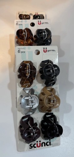 3 X 6 Scunci Jaw Hair Clips No-Slip Grip Mini Octopus Neutral Colors 18 Clips - Bild 4 von 6