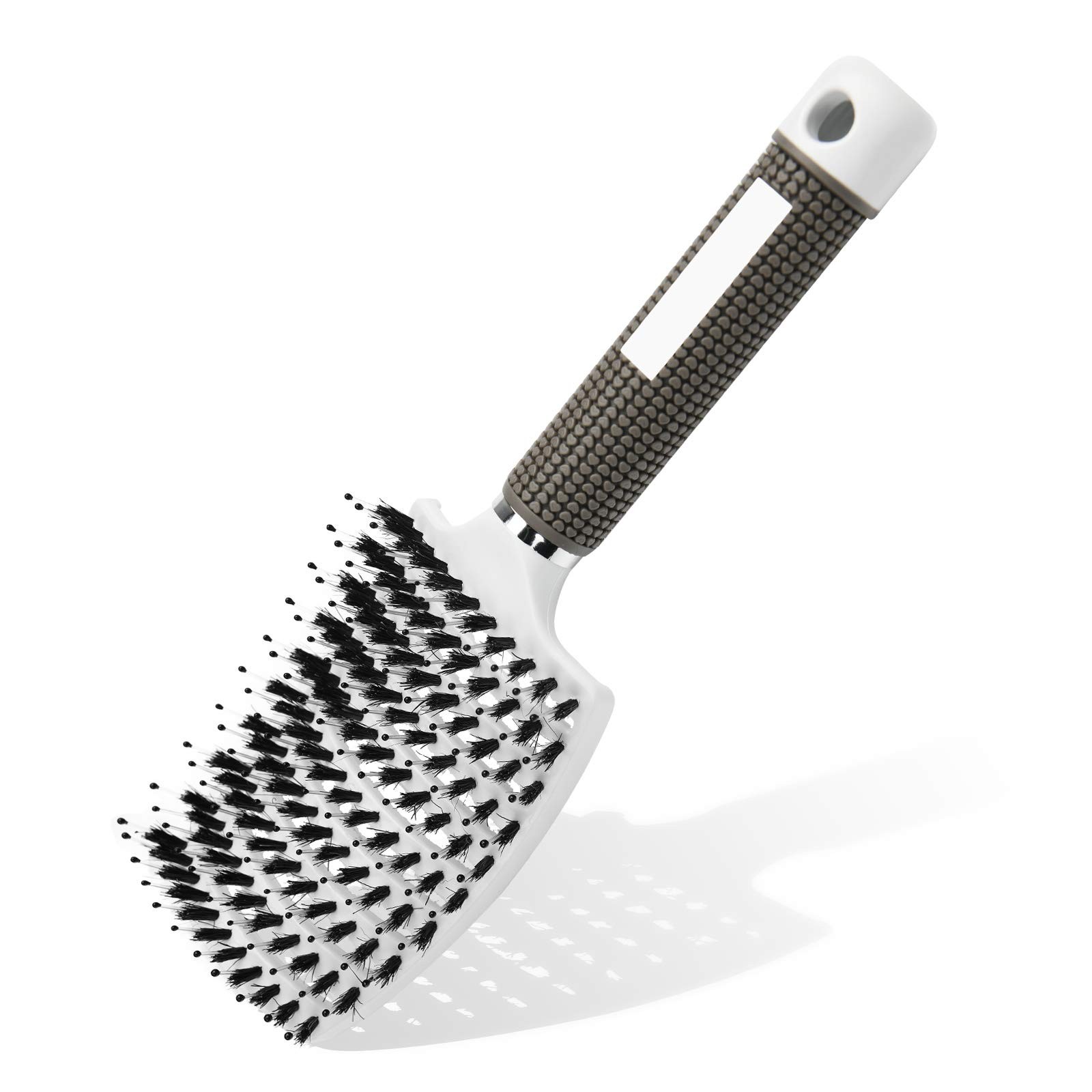 URAQT Hair Brush, Boar Bristle Paddle Hairbrush 1 Count (Pack of 1), White