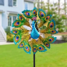 Wind Spinners Outdoor Peacock, 63 Inch Double-Sided Garden Windmill for Yard ...