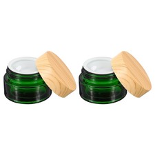 2 Pcs Empty Cosmetic Containers 20g/0.71oz Glass Jar with Leakproof Lids Green