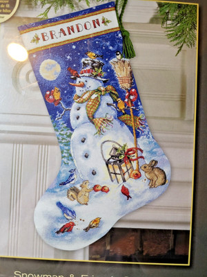 Dimensions Gold Collection Snowman & Friends Stocking Cross Stitch Kit 70-08839