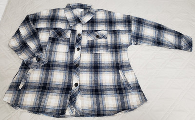 Suzanne Betro Weekend Comfort Plaid Shacket Blue Cream Button Up NWT 3X Warm