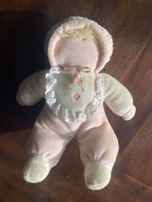Vintage Eden Toys Inc Plush Baby Doll Stuffed Animal with Pink Outfit and Bonnet
