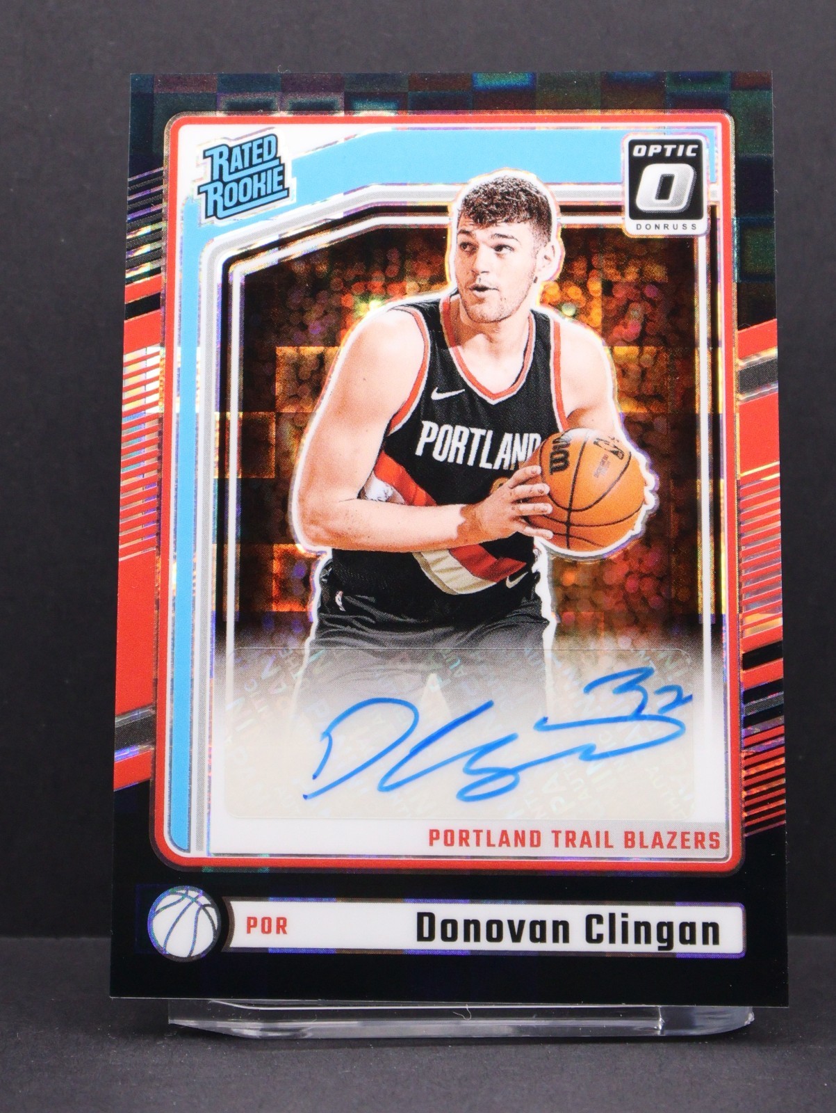 Donovan Clingan 2024-25 Donruss Optic Rated Rookie Black Pandora /25 (RC, AUTO)