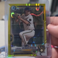 Topps 75 Bowman Draft Logan Henderson Brewers Rookie Yellow Lava Refractor