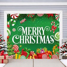 Christmas Garage Door Cover 7 x 8, Merry Christmas Garage Door Banner with Bar M