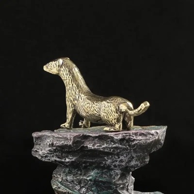 Otter Bronze Statue Schreibtischdekoration Metall Kunst Heimdeko