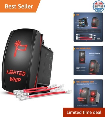 Laser-Etched Rocker Switch - 5-Pin SPST Red | Wide Application for Vehicles